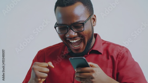 The Excited Man with Smartphone