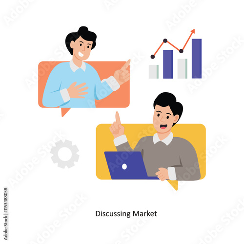 Discussing Market concept vector illustration. Business Collaboration isolated on white Background.