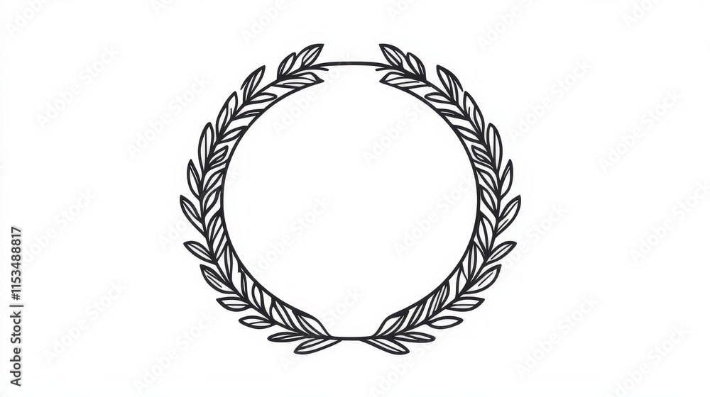 Simple Hand-Drawn Laurel Wreath Outline for Celebratory Design Simple Hand-Drawn Laurel Wreath Outline for Celebratory Design
