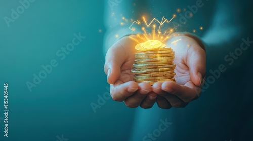 The Hands Holding Golden Coins