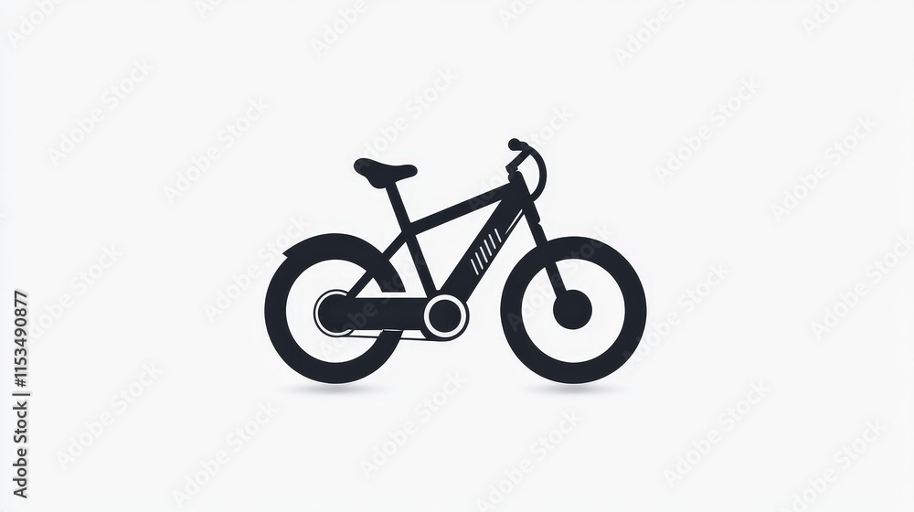 Black Bicycle Icon on White Background for Minimalist Design Black Bicycle Icon on White Background for Minimalist Design