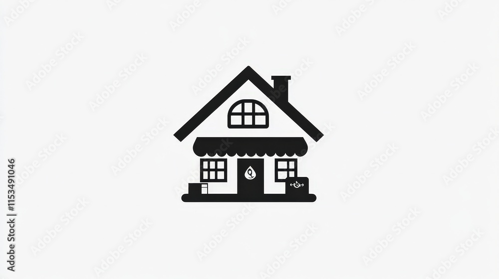Simple Black House Icon with White Background and Cozy Design Simple Black House Icon with White Background and Cozy Design