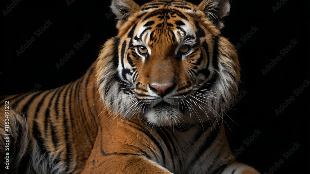 Fototapeta premium Portrait of a Tiger with a black background 