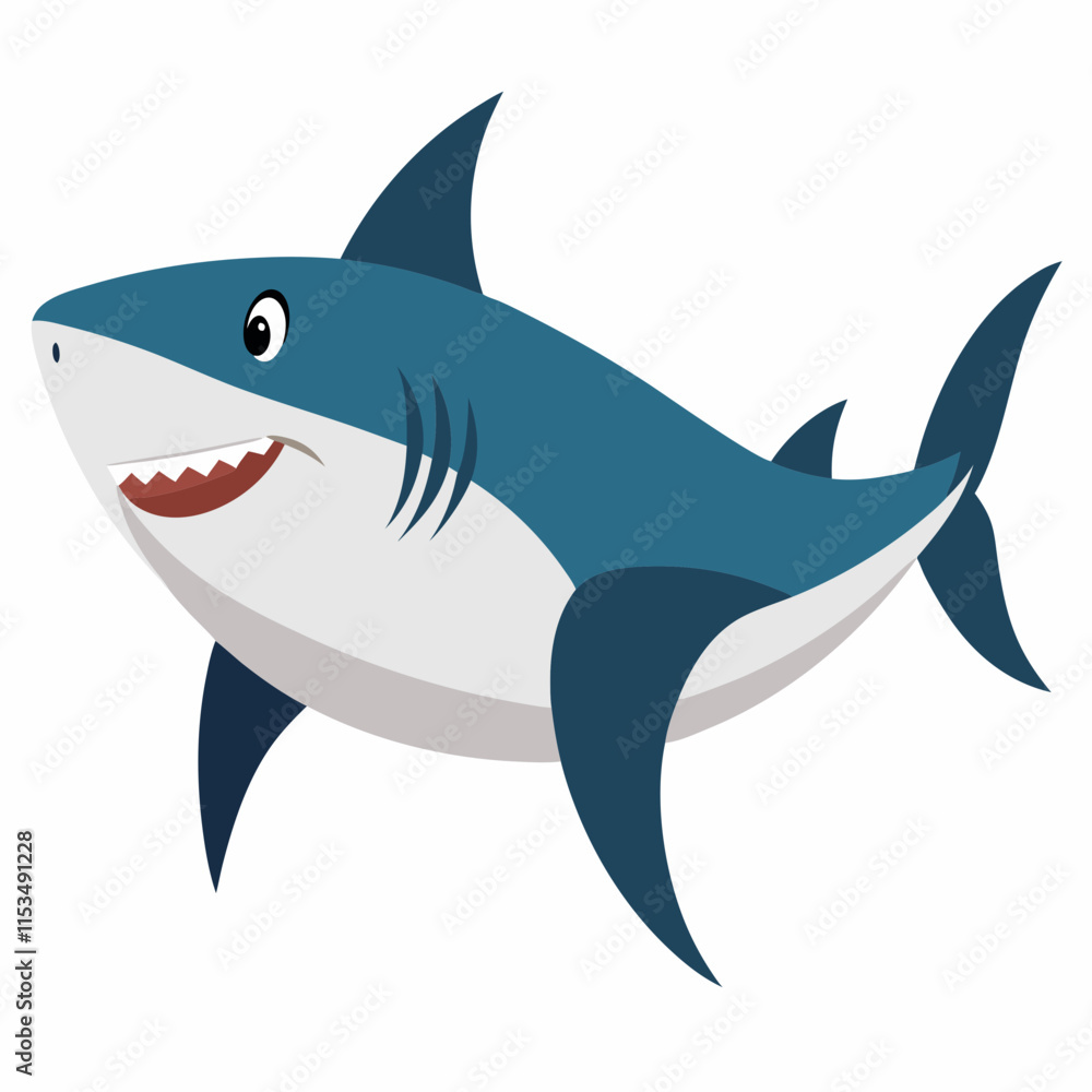 Fototapeta premium Great White Shark Colorful On White Background