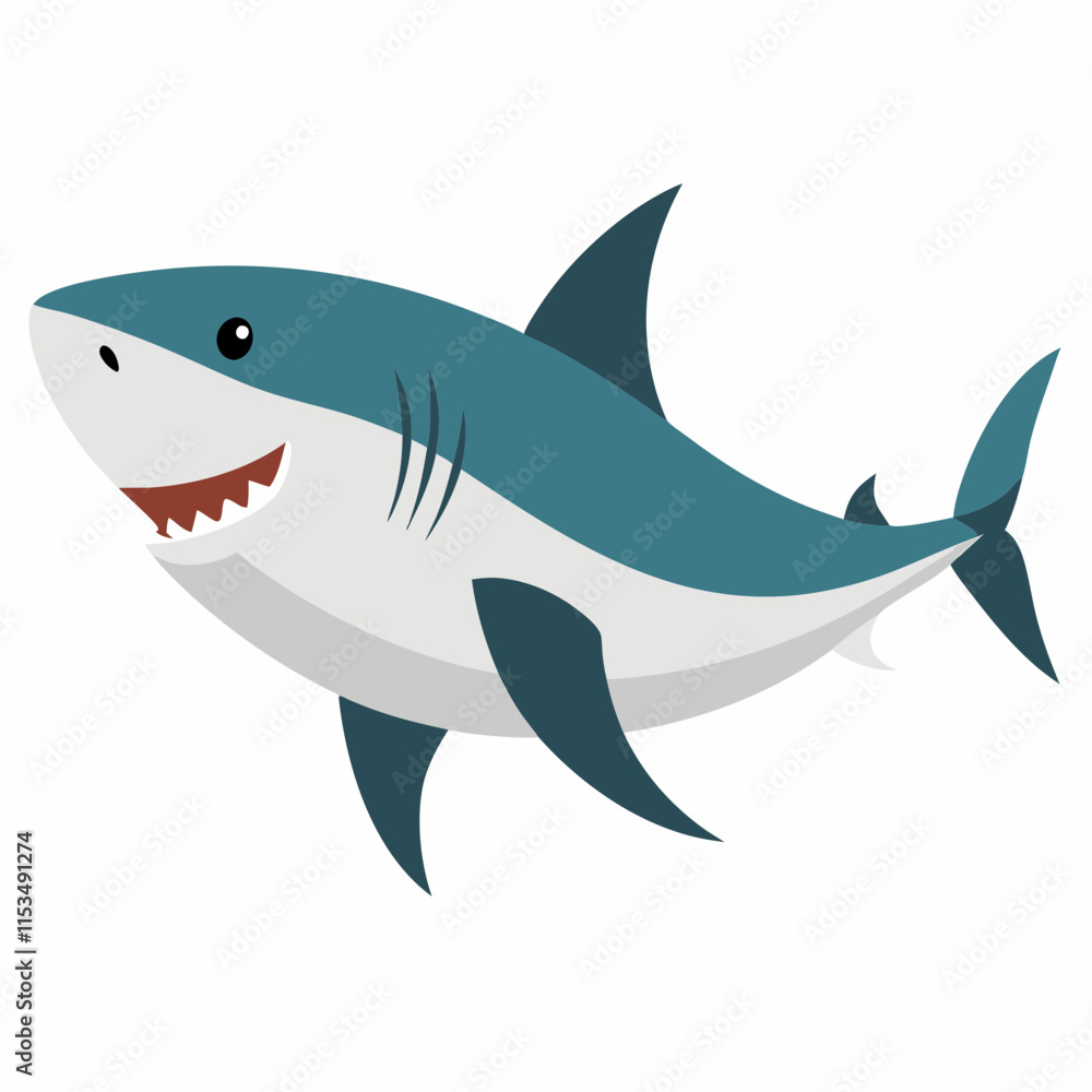 Obraz premium Great White Shark Colorful On White Background