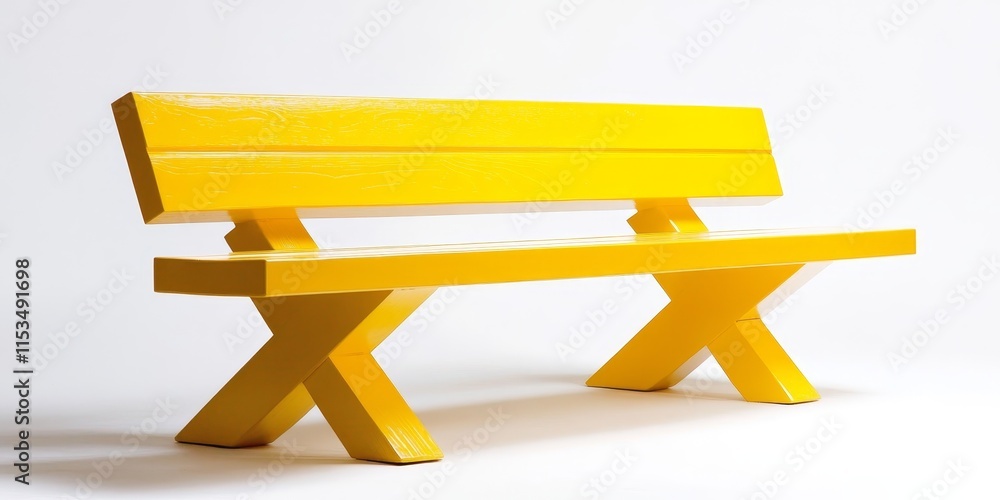 Yellow wood bench stands out against a white background, highlighting its vibrant color and design. This yellow wood bench is perfect for various spaces and settings with a clean, modern look. Yellow wood bench stands out against a white background, highlighting its vibrant color and design. This yellow wood bench is perfect for various spaces and settings with a clean, modern look.
