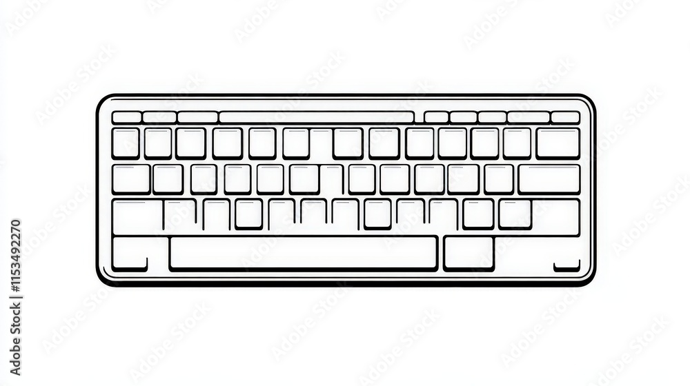 Minimalist Outline of a Modern Computer Keyboard Design Minimalist Outline of a Modern Computer Keyboard Design