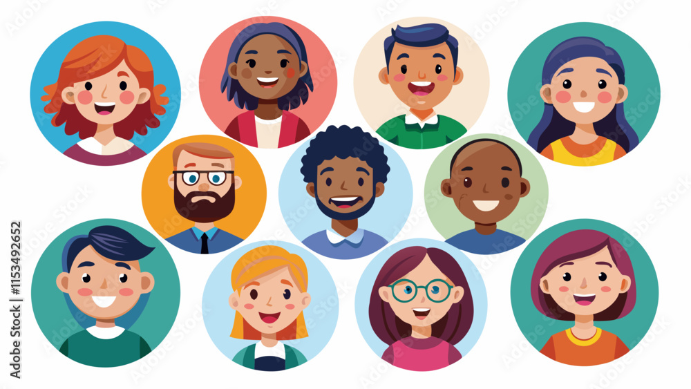 Set of diverse people’s faces representing different emotions and professions, vector illustration.
Set of diverse people’s faces representing different emotions and professions, vector illustration.