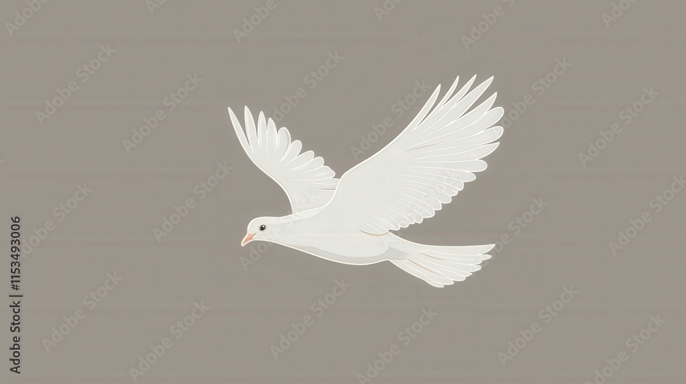 Fototapeta premium Elegant White Bird in Flight on a Soft Neutral Background