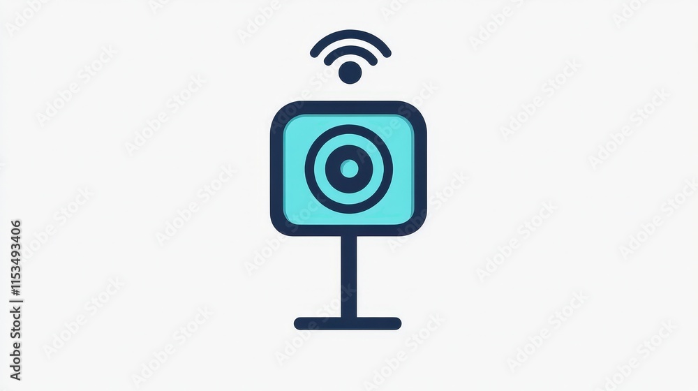Wireless Signal Icon on Stand with Circular Target Design Wireless Signal Icon on Stand with Circular Target Design