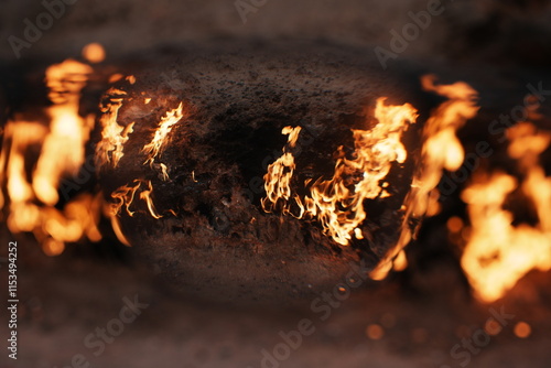 The eternal flames of Yanar Dag in Baku, Azerbaijan, are fueled by the country's abundant natural gas reserves, creating a mesmerizing and iconic natural phenomenon. photo