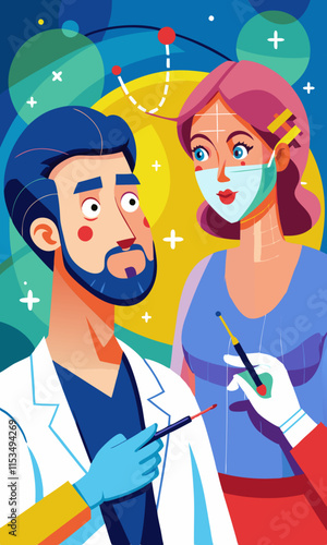 Patient receiving plastic surgery consultation for beauty or scar removal. Cosmetic surgery consultation for skin improvement and beauty enhancement