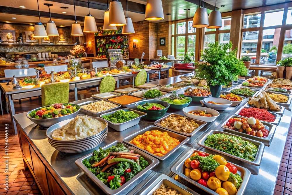 Fototapeta premium Lunch Buffet: Delicious Variety of Dishes at Local Restaurant