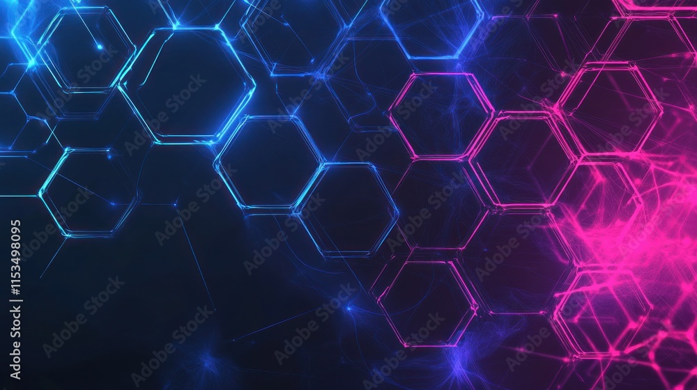 Abstract Hexagon Pattern with Glowing Neon Colors Abstract Hexagon Pattern with Glowing Neon Colors