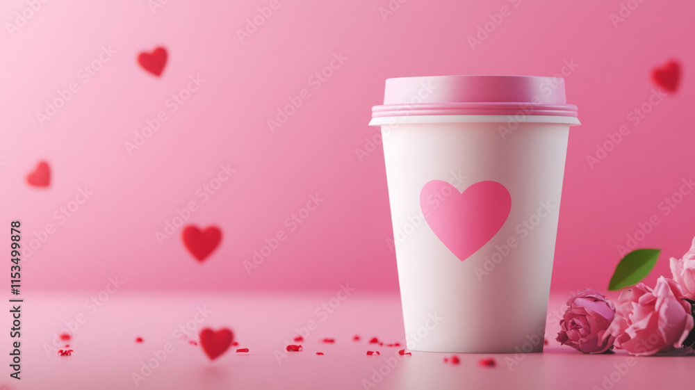 charming to go coffee cup with heart design, perfect for love charming to go coffee cup with heart design, perfect for love