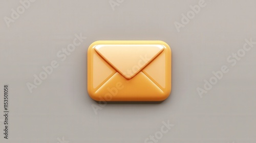 Orange Email Envelope Icon on Smooth Gray Background Surface photo