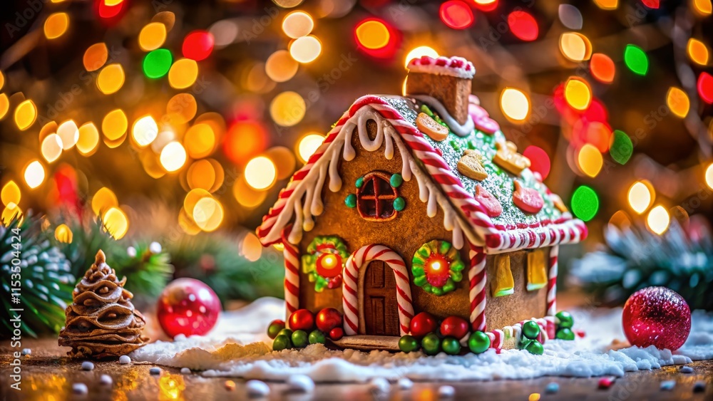 Macro Festive Gingerbread House Holiday Season Decoration Macro Festive Gingerbread House Holiday Season Decoration