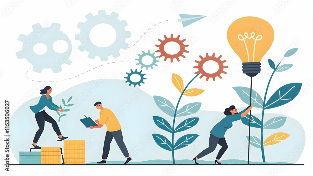 Growth Mindset Effort Innovation Concept Company Driving Progress Empty Space Left Growth Mindset Effort Innovation Concept Company Driving Progress Empty Space Left