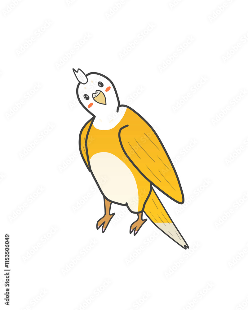 Fototapeta premium Illustration of a cute yellow parakeet