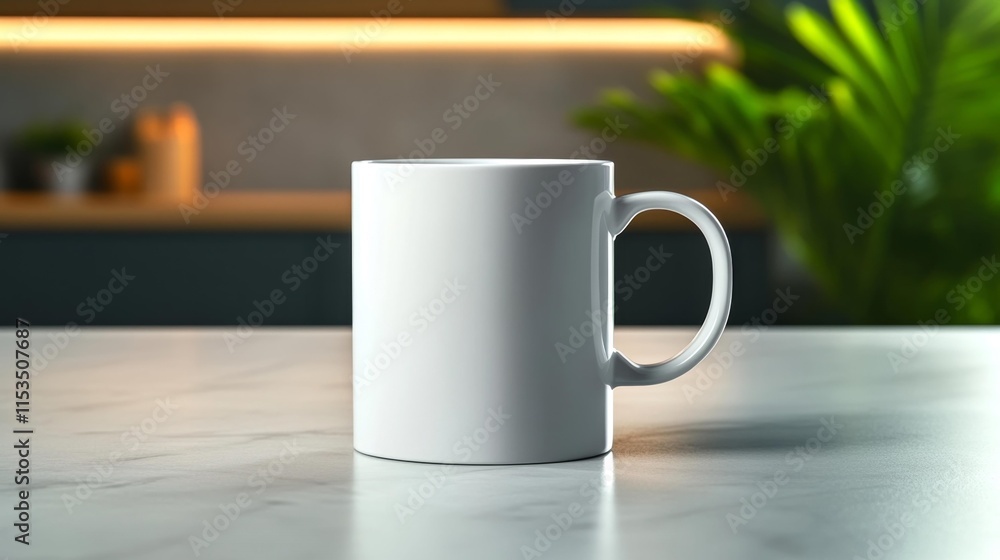 Realistic Mug Mockup on a Modern Kitchen Countertop. Generative AI Realistic Mug Mockup on a Modern Kitchen Countertop. Generative AI