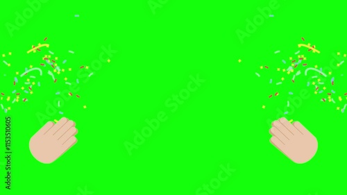 Hands clapping isolated on green screen background, Animation 4K