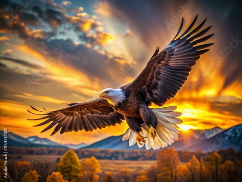 Wallpaper Mural Majestic Eagle in Flight, Sharp Focus, High Resolution Stock Photo Torontodigital.ca