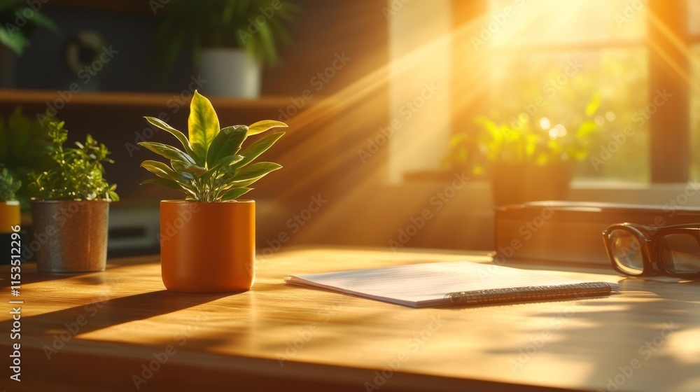 Life coaching workspace with sunlight and plants. Generative AI Life coaching workspace with sunlight and plants. Generative AI