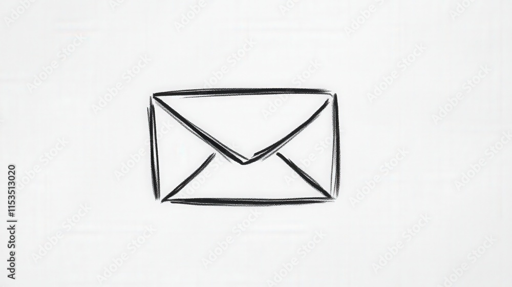 Simple Hand-Drawn Illustration of an Envelope on White Background Simple Hand-Drawn Illustration of an Envelope on White Background