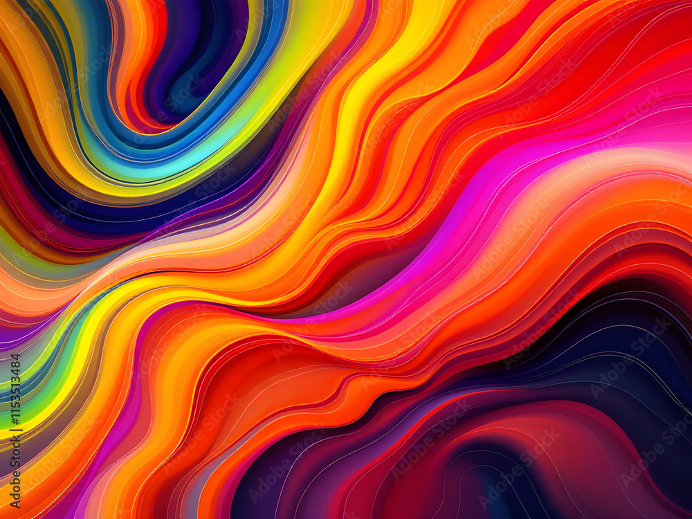 Obraz premium Vibrant abstract waves in bold colors, dynamic flow, and luminous gradients.