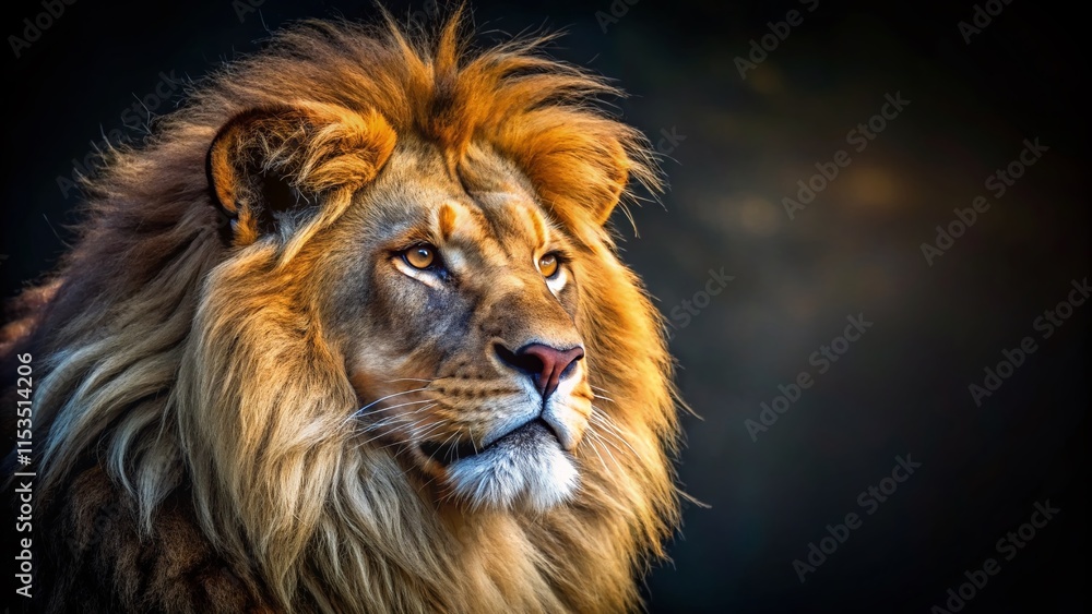 Majestic Lion Profile Portrait, Wild Cat Headshot, Wildlife Photography, Animal Image, African Savannah Majestic Lion Profile Portrait, Wild Cat Headshot, Wildlife Photography, Animal Image, African Savannah