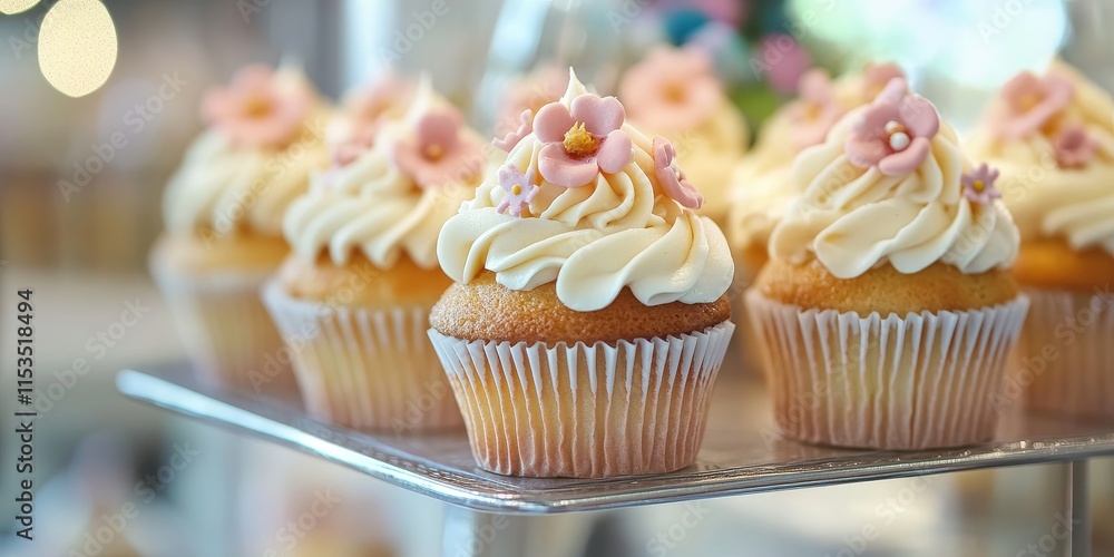 Closeup of delightful cupcakes designed for bakeries, showcasing the artistry of a confectioner s creations. These tempting cupcakes reflect the creative skill of a confectioner s baking style. Closeup of delightful cupcakes designed for bakeries, showcasing the artistry of a confectioner s creations. These tempting cupcakes reflect the creative skill of a confectioner s baking style.