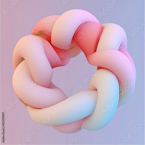 Abstract pink and white interwoven 3D shape. photo