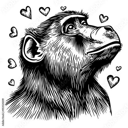 monkey with hearts nature valentines day wedding vector heart love photo