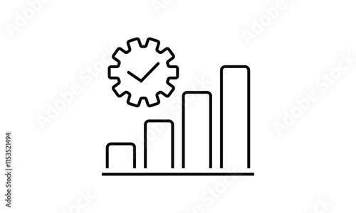 Manufacturing analyse, capacity process, increase productivity, efficient grow outline icon. Vector EPS10