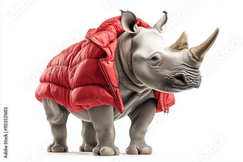 illustration of a fashionable rhinoceros in clothes photo