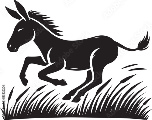 Running donkey silhouette