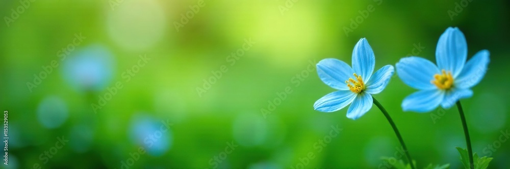 delicate blue flowers on a lush green background, garden, flowers, spring blossoms delicate blue flowers on a lush green background, garden, flowers, spring blossoms