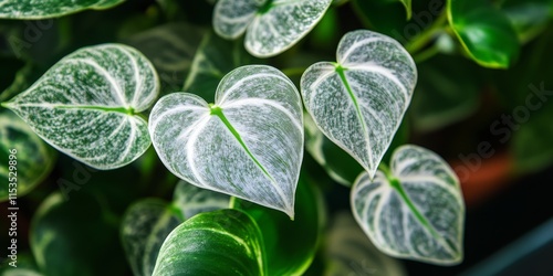 The Philodendron sodiroi features heart shaped leaves showcasing a stunning blend of green and silver hues, making the Philodendron sodiroi a captivating addition to any plant collection. photo