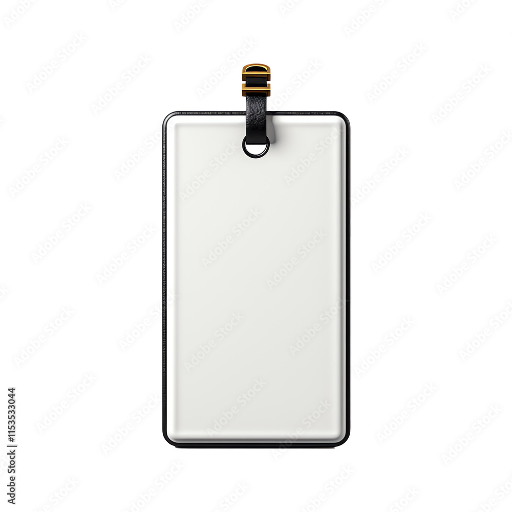 a white rectangular object with a black strap a white rectangular object with a black strap