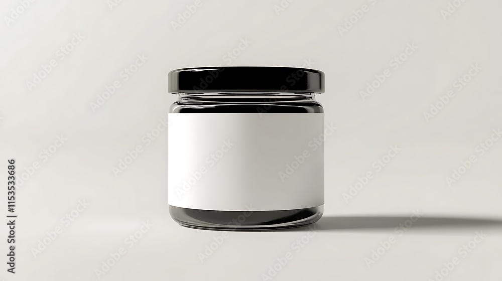 Sleek Black Glass Jar Mockup: Clean Minimalist 3D Render. AI Generated Sleek Black Glass Jar Mockup: Clean Minimalist 3D Render. AI Generated
