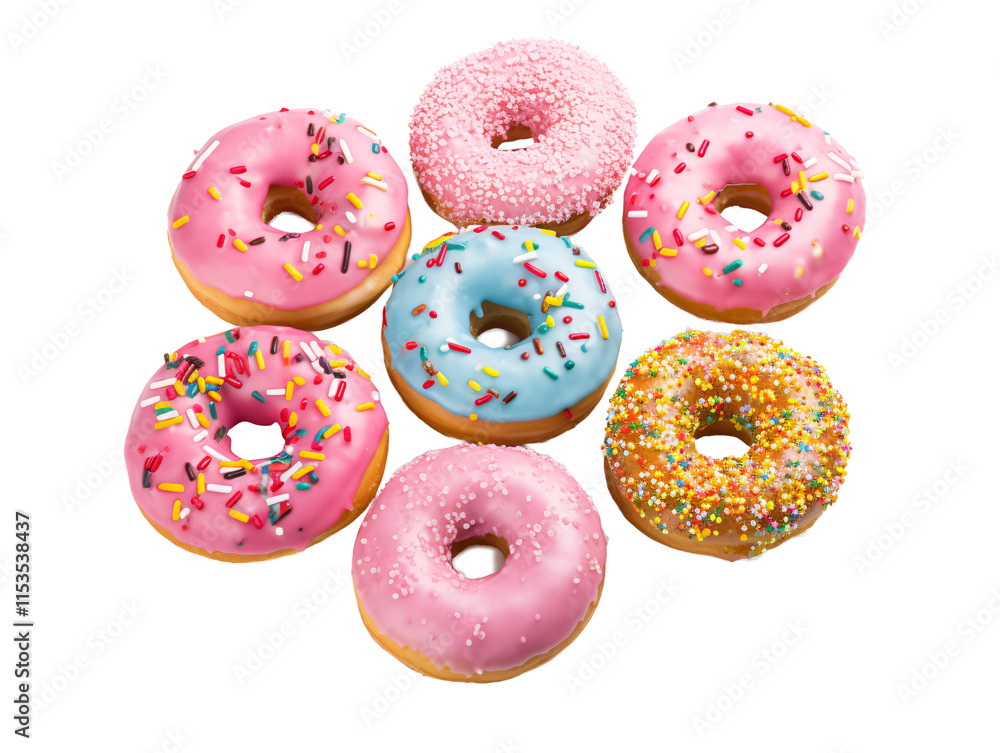 a group of donuts with sprinkles a group of donuts with sprinkles