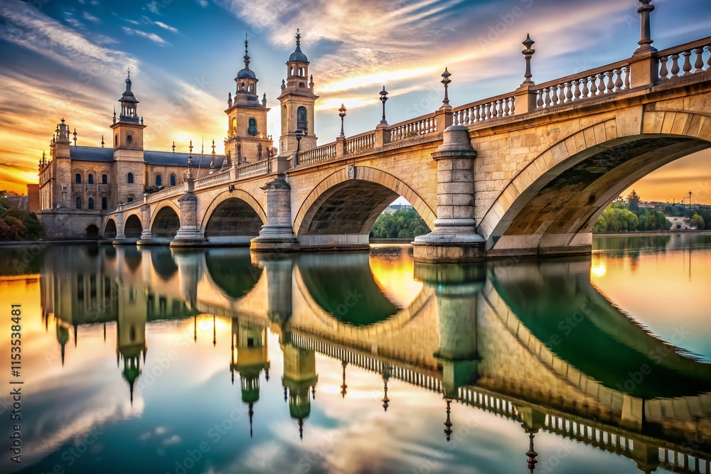 Obraz premium Minimalist Spanish Constitution 1812: Historic Bridge Architecture