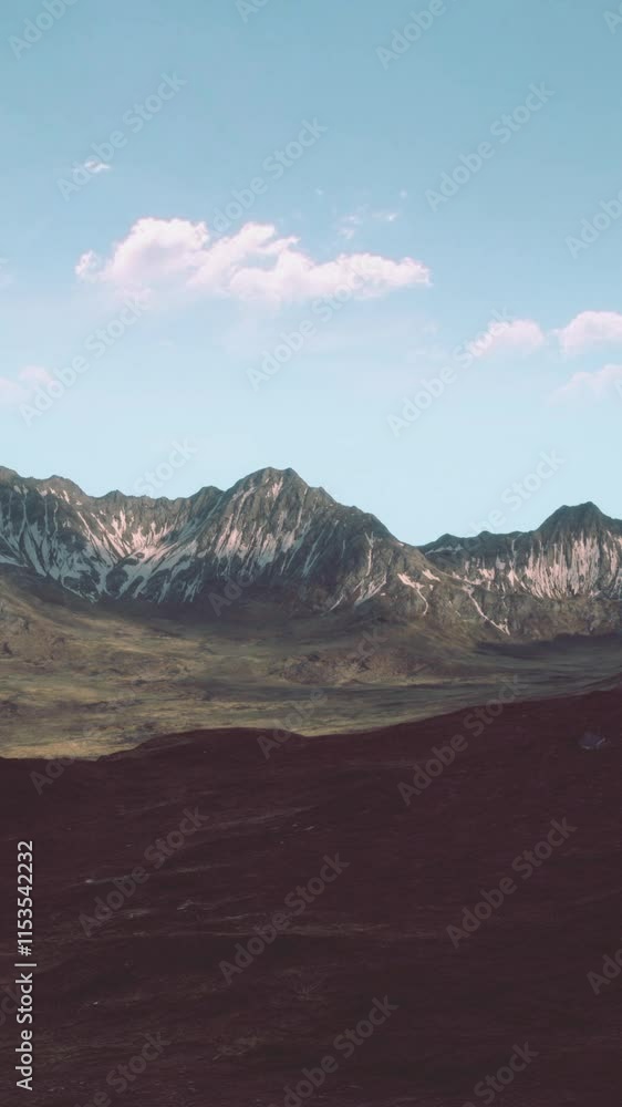 A mountain range with a few clouds in the sky A mountain range with a few clouds in the sky
