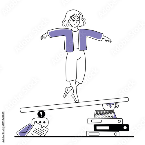 Stressful girl balancing and juggling work and life