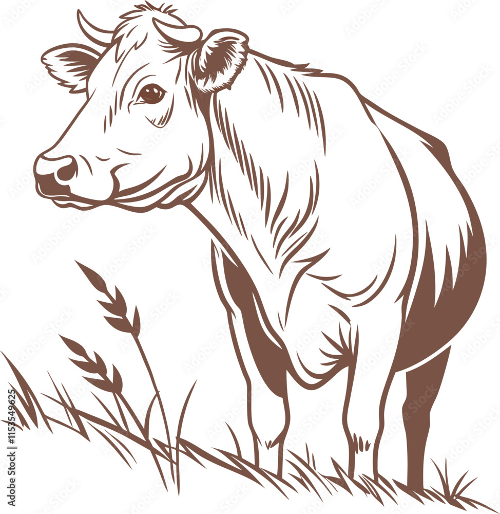 Fototapeta premium Adobe IllustCow Vector Illustration - Farm Animal Digital Artrator Artwork