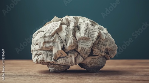 a brain made out of newspaper, make it really impactfull and colurfull background photo