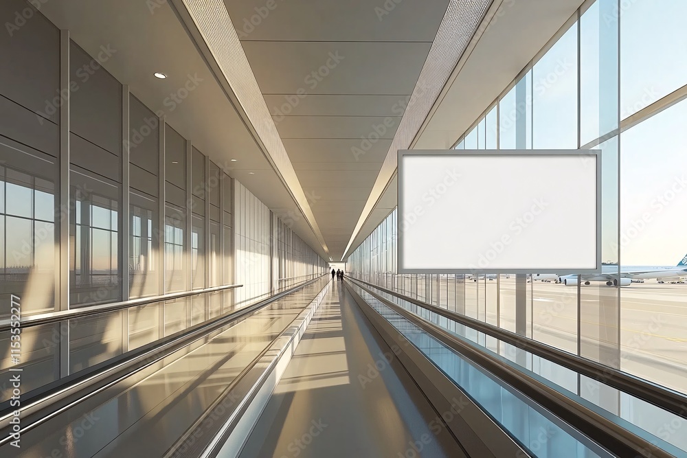 Airport Corridor with Empty Billboard Airport Corridor with Empty Billboard
