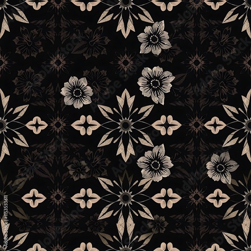 Wallpaper Mural Dark Floral Damask Seamless Pattern  Torontodigital.ca