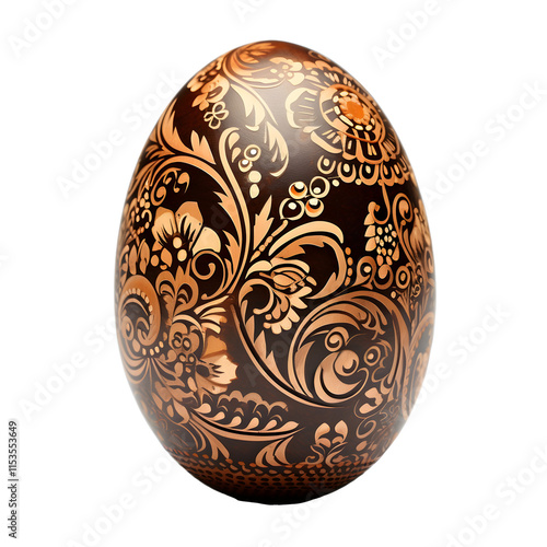 a brown and gold decorated egg