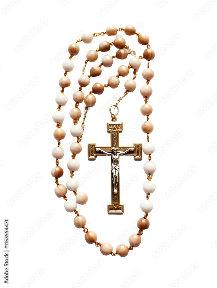 a gold cross with a cross on a beaded necklace a gold cross with a cross on a beaded necklace